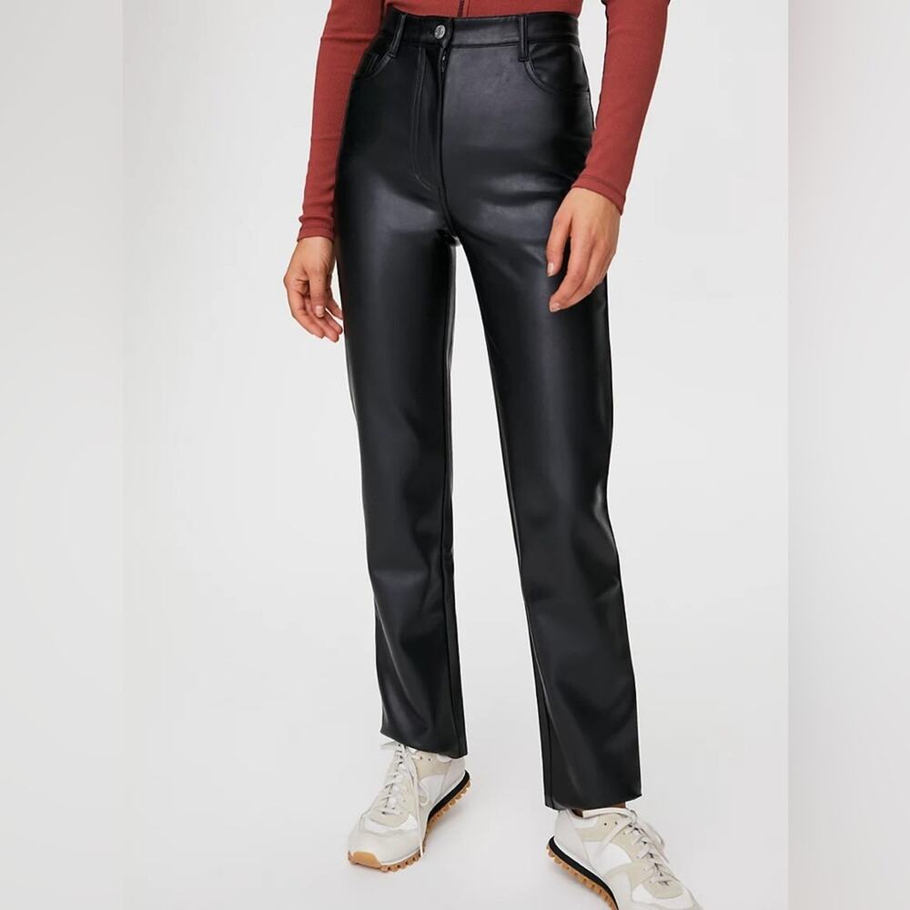 Wilfred Women's 10 Pant Black Leather The Melina Straight Leg Pants